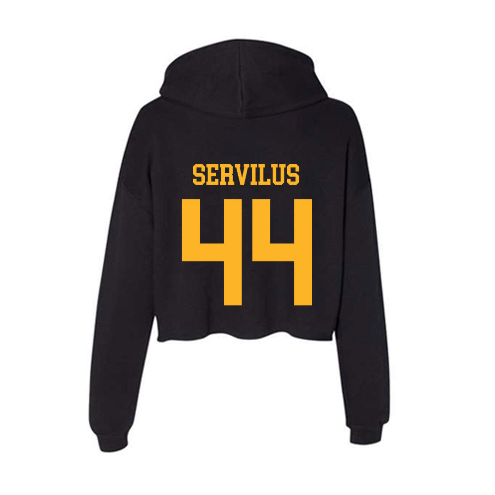 Valpo - NCAA Men's Basketball : Sader Servilus - Women's Crop Fleece Hoodie-1