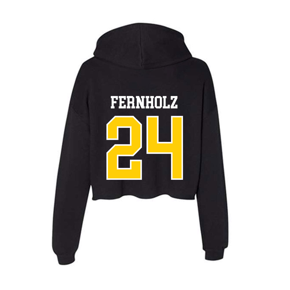 Michigan Tech - NCAA Men's Basketball : Ty Fernholz - Women's Crop Fleece Hoodie-1