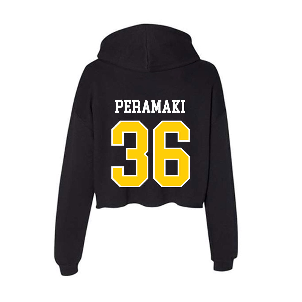 Michigan Tech - NCAA Football : Josiah Peramaki - Women's Crop Fleece Hoodie-1