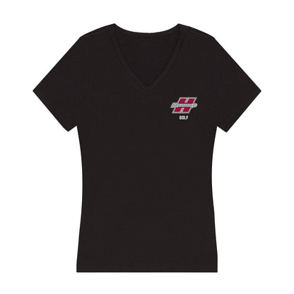 Henderson State - NCAA Men's Golf : Drew Warmbrod - Women's V-Neck T-Shirt-0