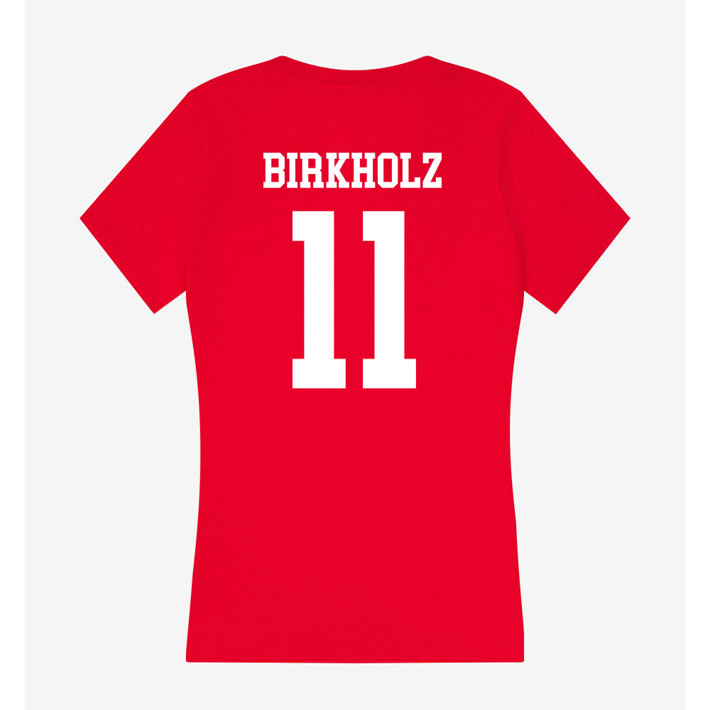 MSUM - NCAA Men's Basketball : Levi Birkholz - Women's V-Neck T-Shirt-1