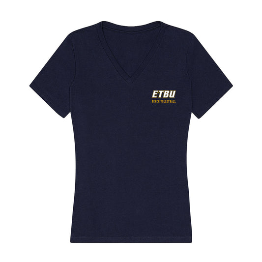 ETBU - NCAA Beach Volleyball : Emily Thomas - Women's V-Neck T-Shirt-0