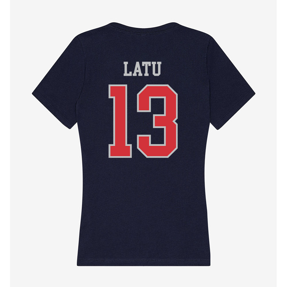 SMC - NCAA Women's Basketball : Malia Latu - Women's V-Neck T-Shirt-1