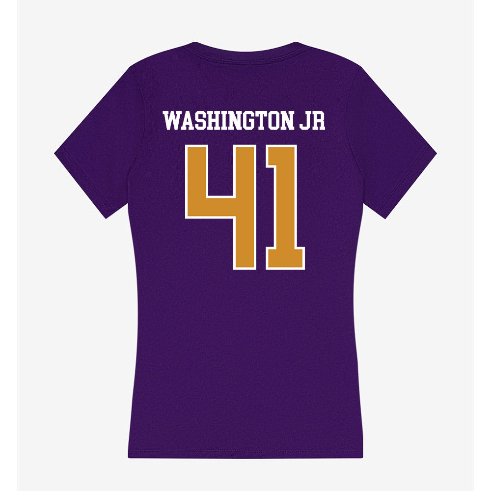 Alcorn - NCAA Football : Simeon Washington Jr - Women's V-Neck T-Shirt-1