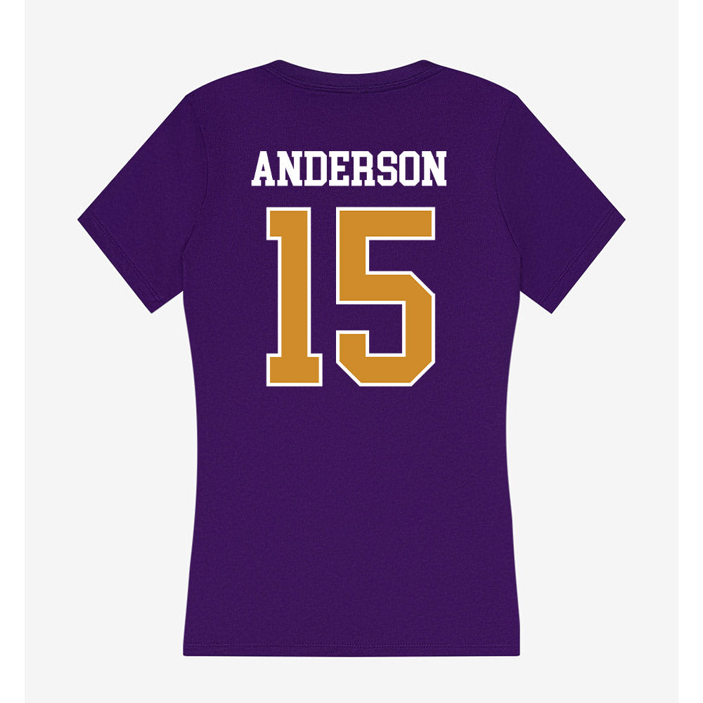 Alcorn - NCAA Women's Basketball : Jeanee Anderson - Women's V-Neck T-Shirt-1