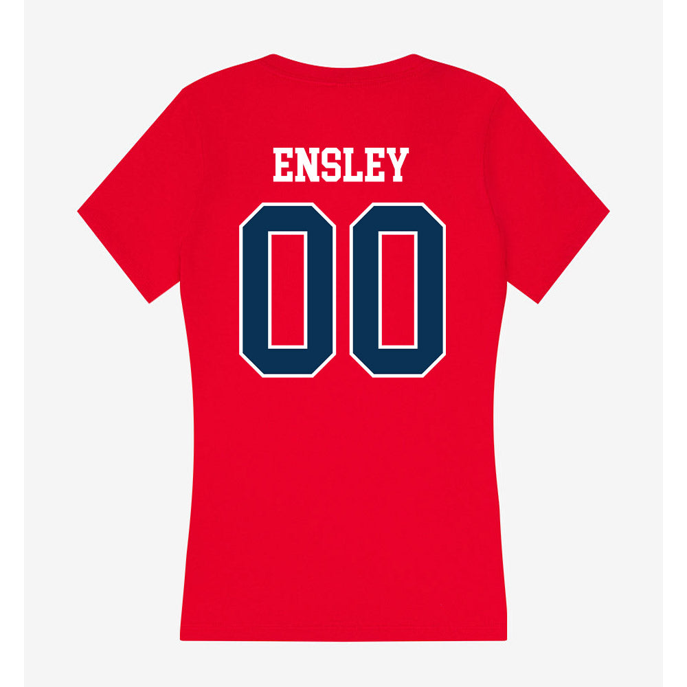 Saginaw Valley - NCAA Football : Christian Ensley - Women's V-Neck T-Shirt-1