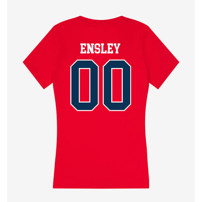 Saginaw Valley - NCAA Football : Christian Ensley - Women's V-Neck T-Shirt-1