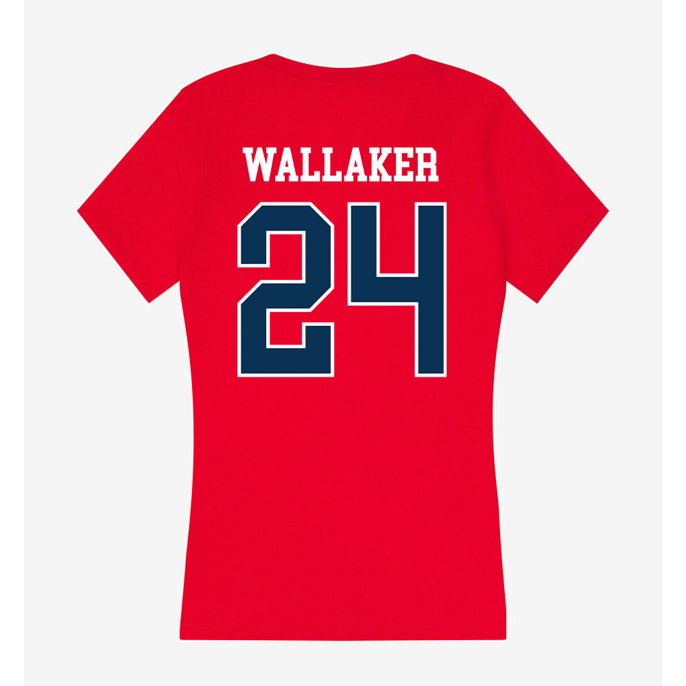 Saginaw Valley - NCAA Men's Basketball : cade wallaker - Women's V-Neck T-Shirt-1