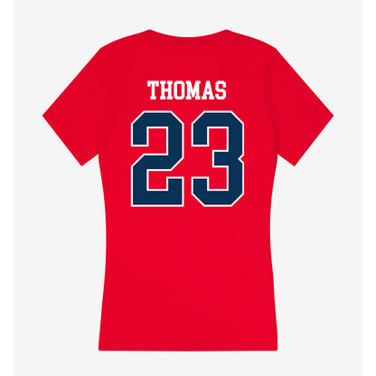 Saginaw Valley - NCAA Men's Basketball : Josh Thomas - Women's V-Neck T-Shirt-1