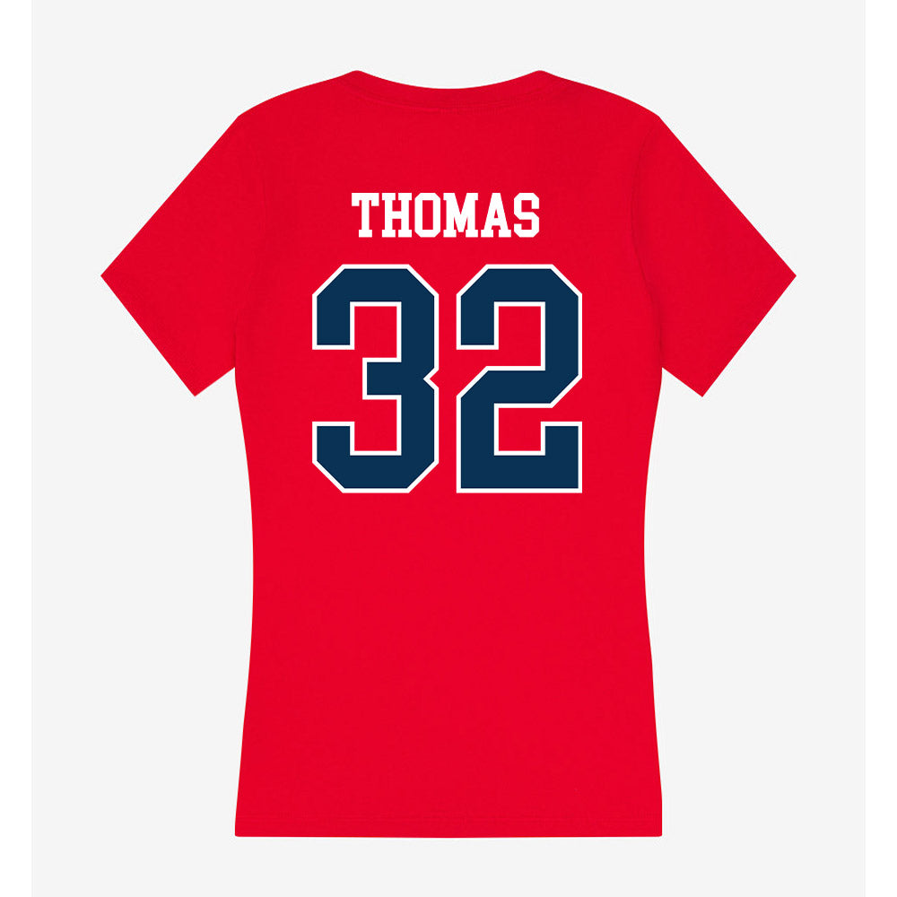 Saginaw Valley - NCAA Football : Jamil Thomas - Women's V-Neck T-Shirt-1