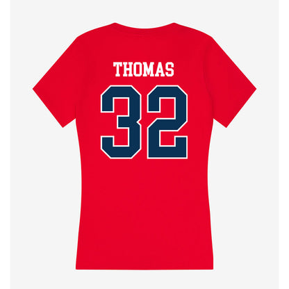 Saginaw Valley - NCAA Football : Jamil Thomas - Women's V-Neck T-Shirt-1