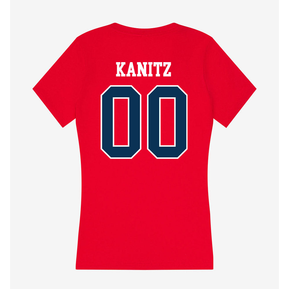 Saginaw Valley - NCAA Football : Corie Kanitz - Women's V-Neck T-Shirt-1