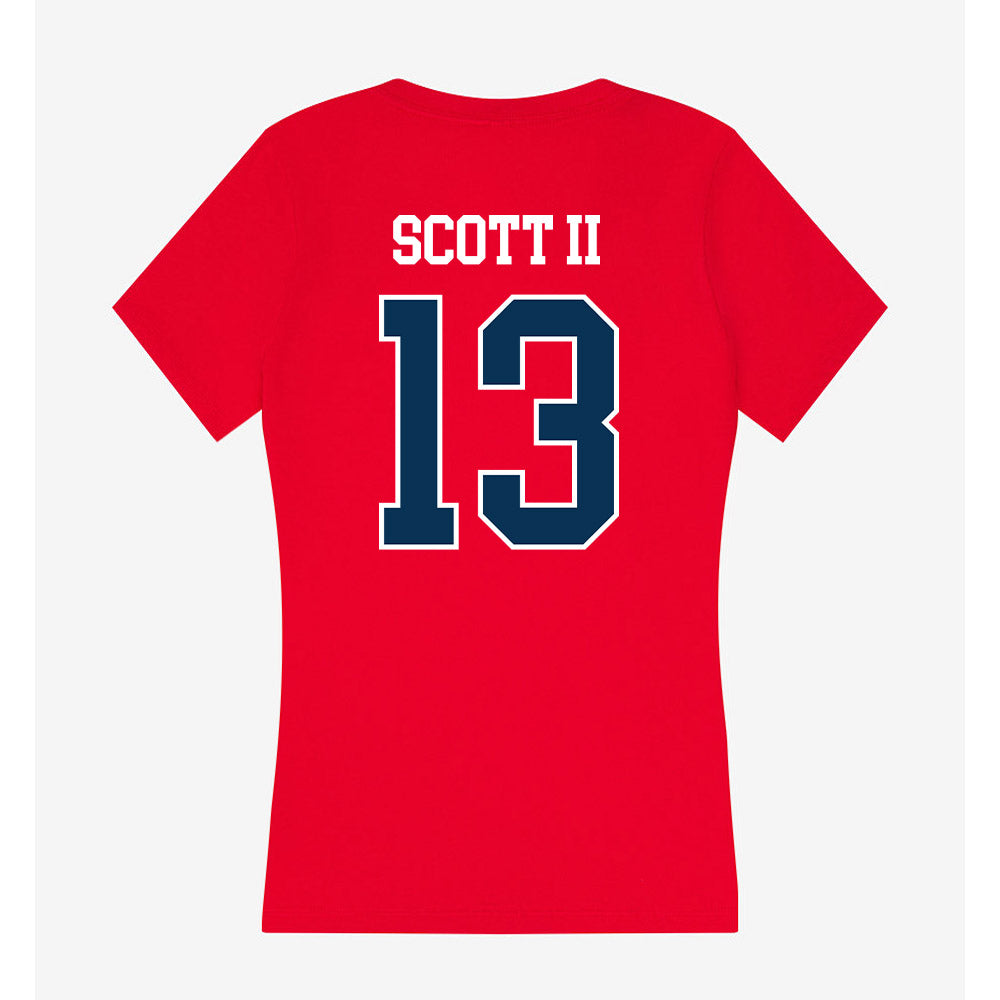 Saginaw Valley - NCAA Men's Basketball : Dontez Scott II - Women's V-Neck T-Shirt-1