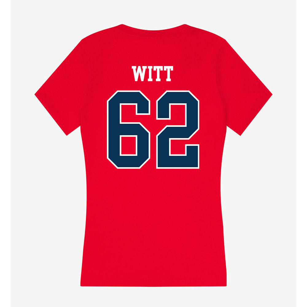 Saginaw Valley - NCAA Football : Trevor Witt - Women's V-Neck T-Shirt-1