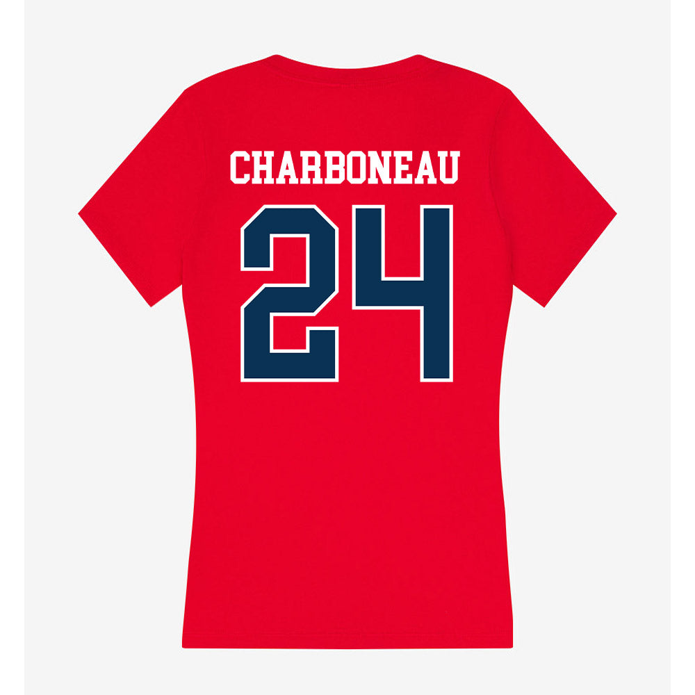 Saginaw Valley - NCAA Softball : Molly Charboneau - Women's V-Neck T-Shirt-1