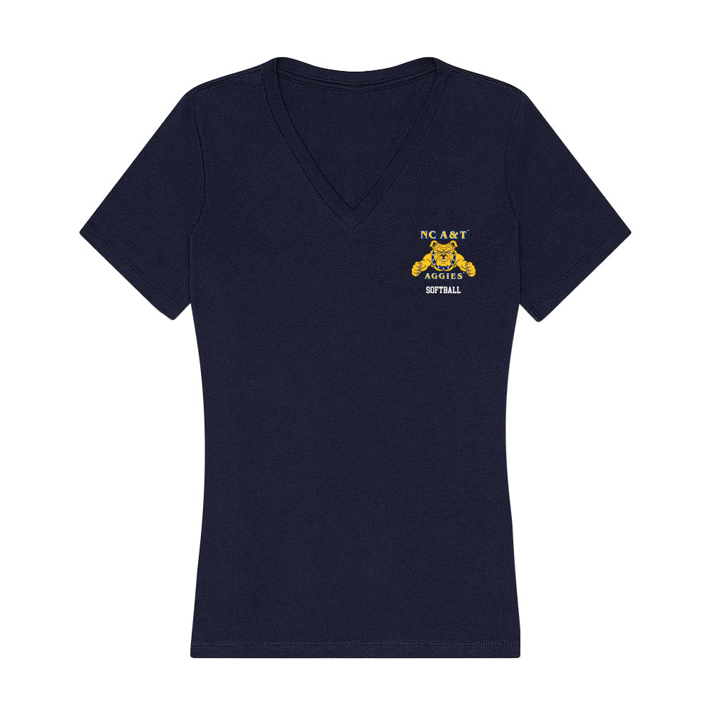 North Carolina A&T - NCAA Softball : Trinity Glover - Women's V-Neck T-Shirt-0