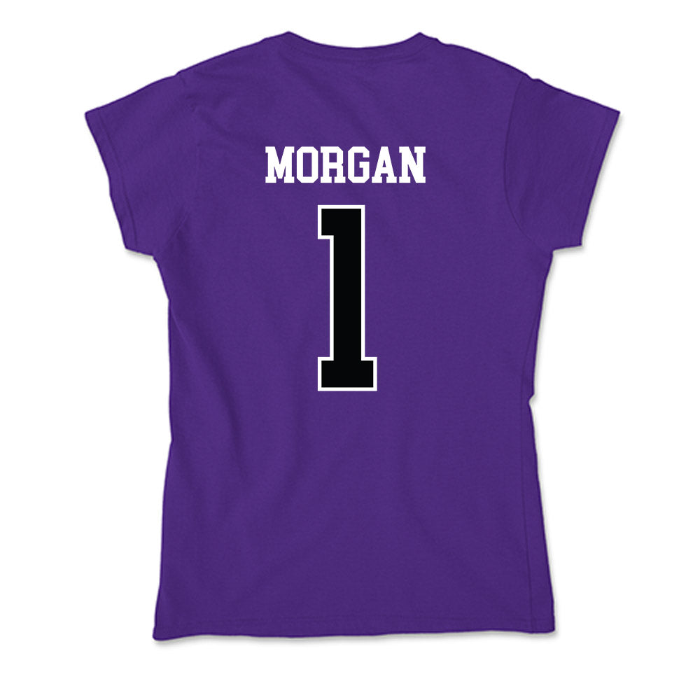 Stonehill - NCAA Men's Basketball : Joshua Morgan - Soft Style Women’s T-Shirt-1