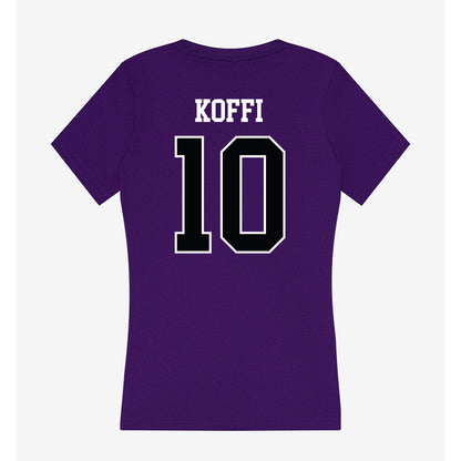 Stonehill - NCAA Men's Basketball : Hermann Koffi - Women's V-Neck T-Shirt-1