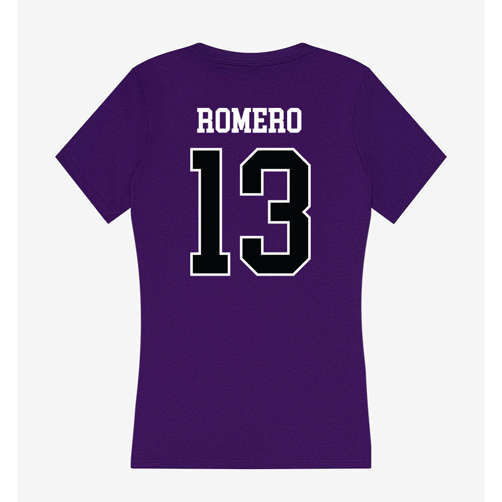 Stonehill - NCAA Baseball : Armanis Romero - Women's V-Neck T-Shirt-1
