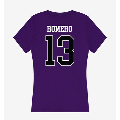 Stonehill - NCAA Baseball : Armanis Romero - Women's V-Neck T-Shirt-1