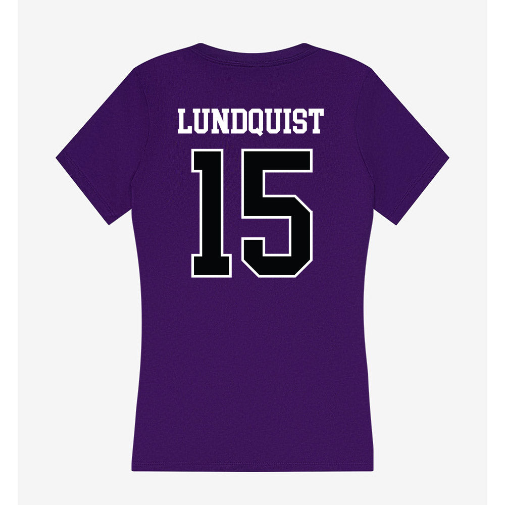 Stonehill - NCAA Baseball : Nick Lundquist - Women's V-Neck T-Shirt-1