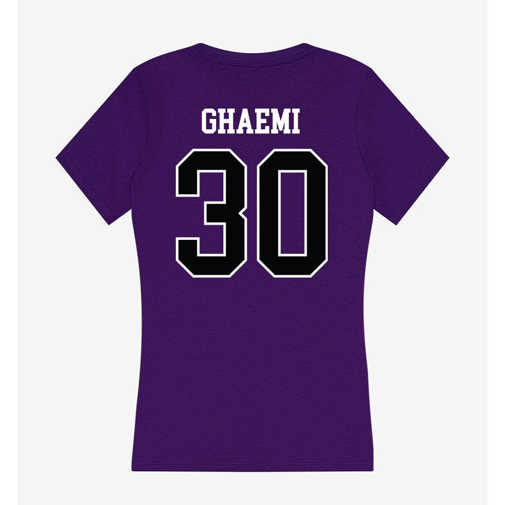 Stonehill - NCAA Men's Ice Hockey : Dylan Ghaemi - Women's V-Neck T-Shirt-1