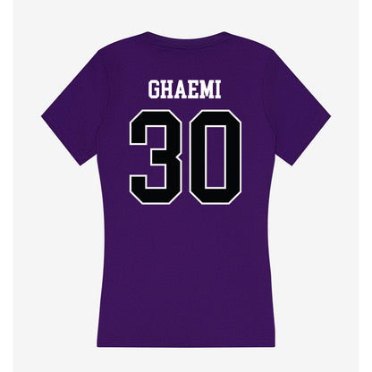 Stonehill - NCAA Men's Ice Hockey : Dylan Ghaemi - Women's V-Neck T-Shirt-1