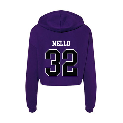 Stonehill - NCAA Men's Soccer : Owen Mello - Women's Crop Fleece Hooded Sweatshirt-1