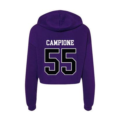 Stonehill - NCAA Men's Ice Hockey : Dominick Campione - Women's Crop Fleece Hoodie-1