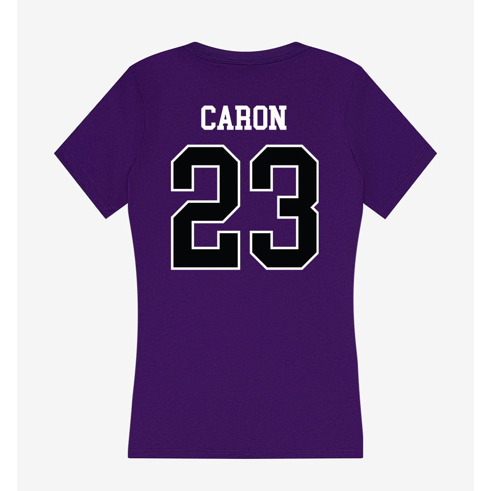 Stonehill - NCAA Softball : McKenzie Caron - Women's V-Neck T-Shirt-1