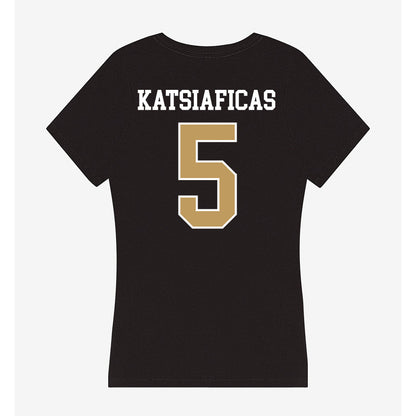 Husson - NCAA Men's Basketball : Charlie Katsiaficas - Women's V-Neck T-Shirt-1