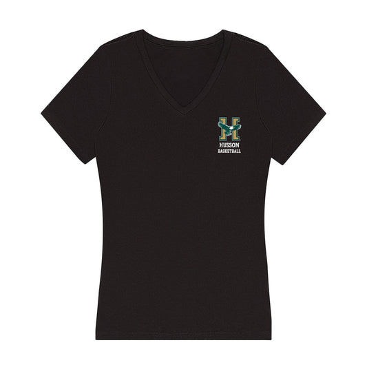 Husson - NCAA Men's Basketball : Jeremiah Grissom - Women's V-Neck T-Shirt-0