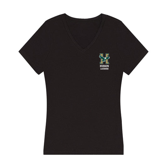 Husson - NCAA Men's Lacrosse : Owen Giorgio - Women's V-Neck T-Shirt-0