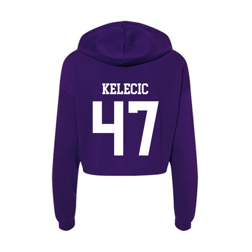 UST - NCAA Football : Michael Kelecic - Women's Crop Fleece Hoodie-1