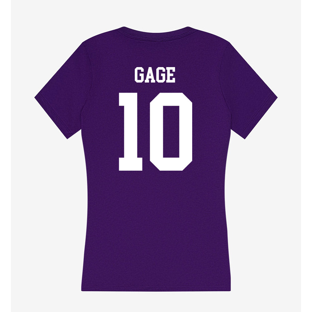 UST - NCAA Women's Basketball : Savannah Gage - Women's V-Neck T-Shirt-1