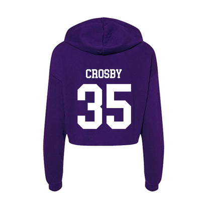 UST - NCAA Baseball : Isaac Crosby - Women's Crop Fleece Hoodie-1