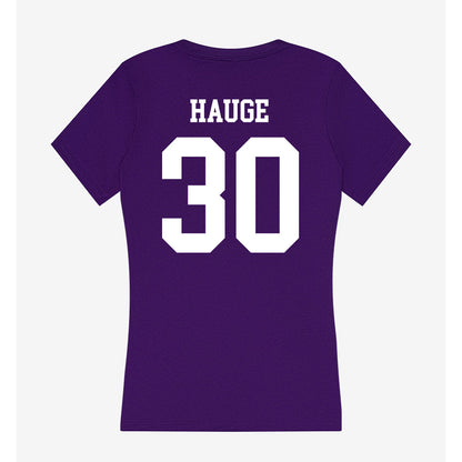UST - NCAA Women's Basketball : Laura Hauge - Women's V-Neck T-Shirt-1
