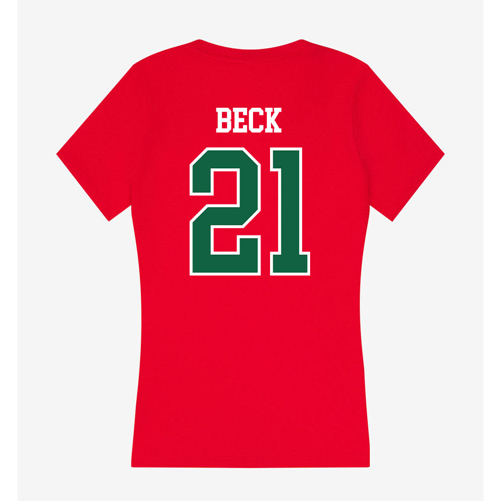 Minot State - NCAA Women's Basketball : Skotti Beck - Women's V-Neck T-Shirt-1
