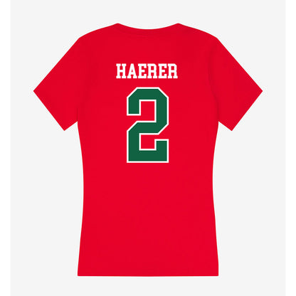 Minot State - NCAA Men's Basketball : Carson Haerer - Women's V-Neck T-Shirt-1