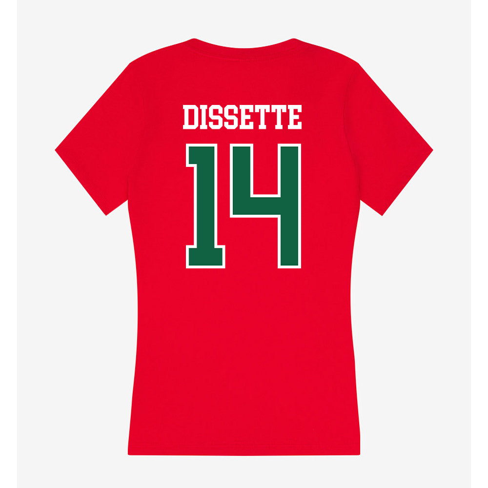Minot State - NCAA Men's Basketball : Darik Dissette - Women's V-Neck T-Shirt-1
