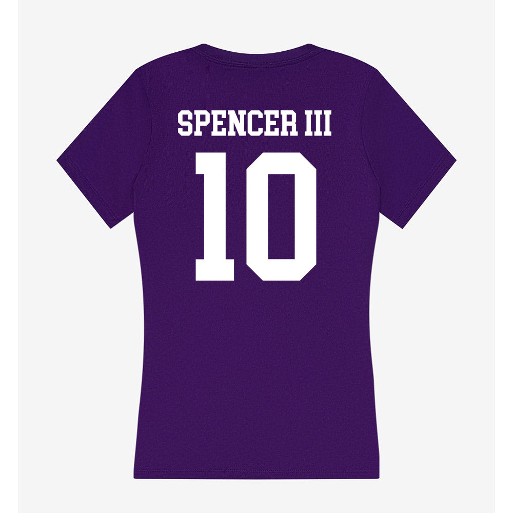 Sioux Falls - NCAA Men's Basketball : James Spencer III - Women's V-Neck T-Shirt-1