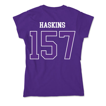 UW-Whitewater - NCAA Wrestling : Maximus Haskins - Soft Style Women’s T-Shirt-1