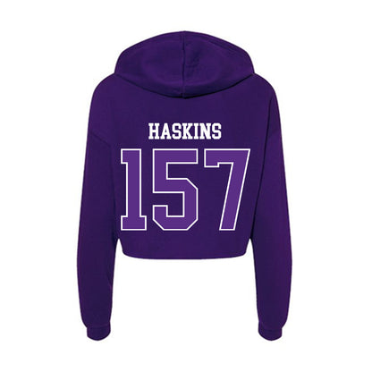 UW-Whitewater - NCAA Wrestling : Maximus Haskins - Women's Crop Fleece Hoodie-1