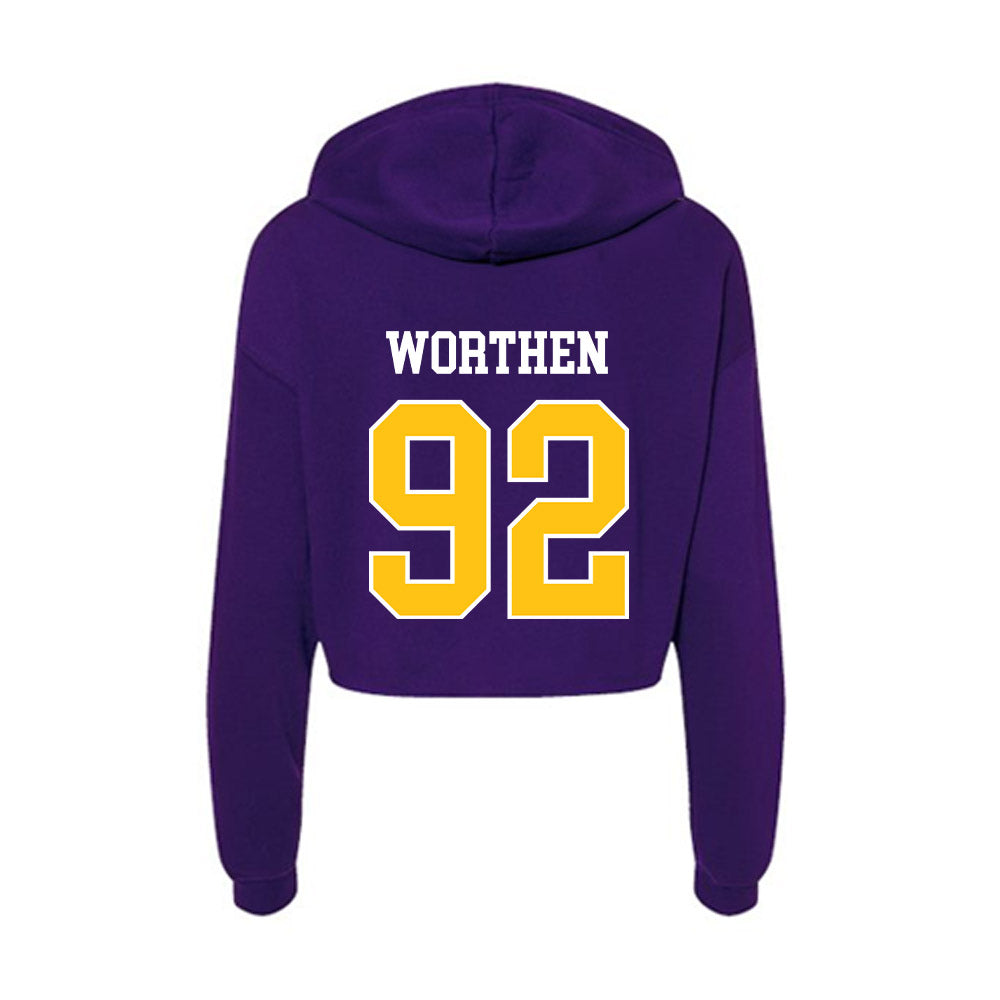 East Carolina - NCAA Football : Dylon Worthen - Women's Crop Fleece Hooded Sweatshirt-1