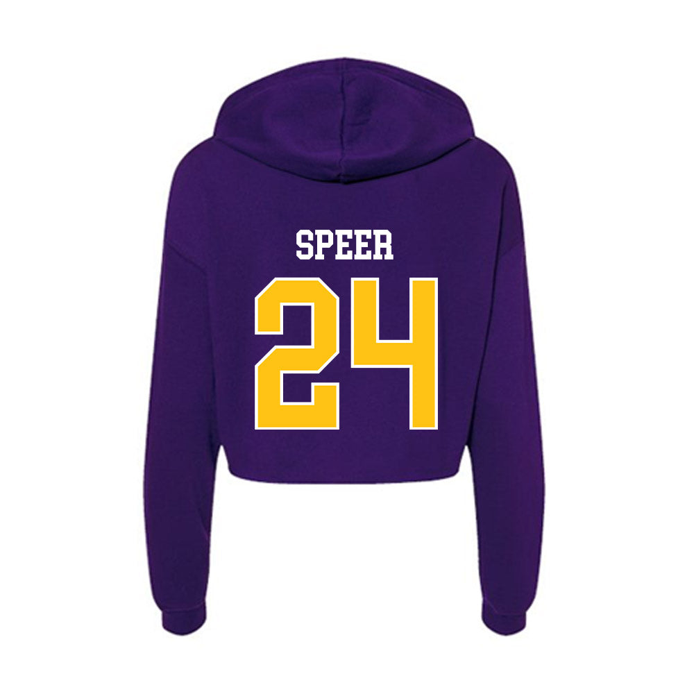 East Carolina - NCAA Football : Durante Speer - Women's Crop Fleece Hooded Sweatshirt-1