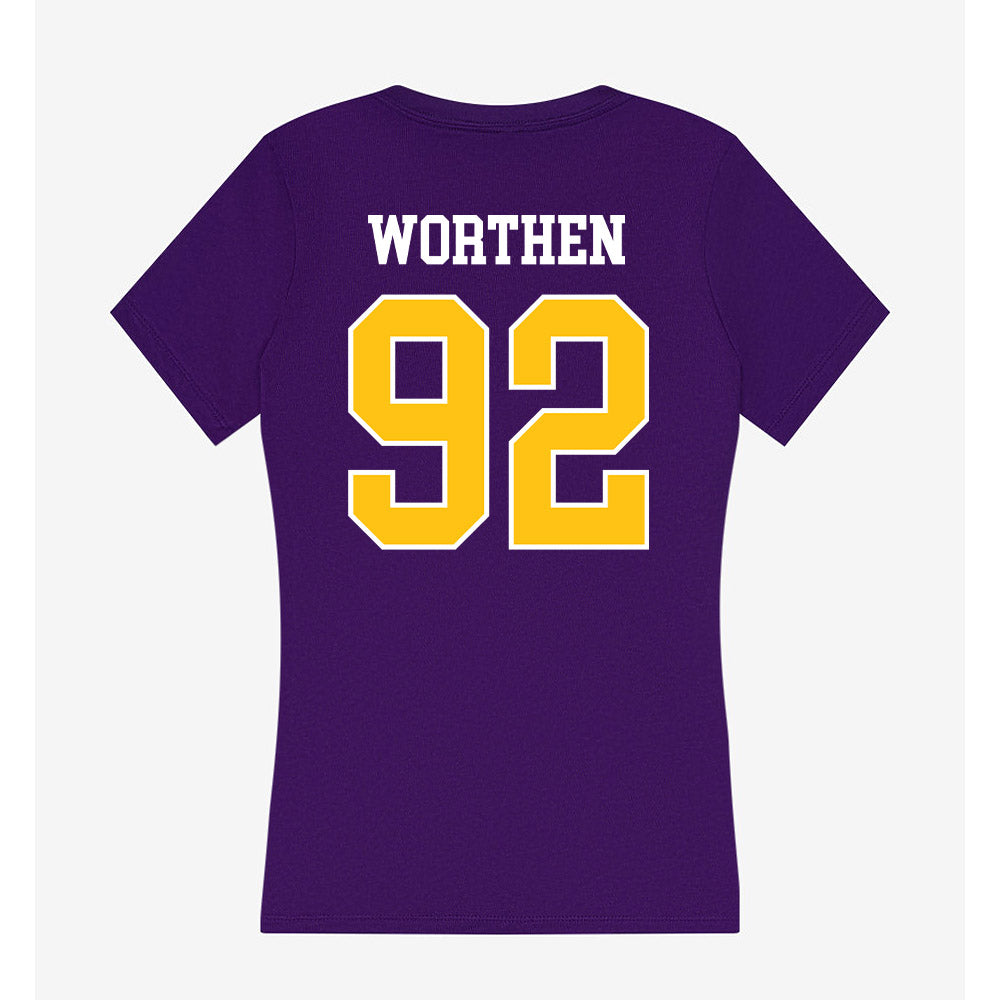 East Carolina - NCAA Football : Dylon Worthen - Women's V-Neck T-Shirt-1