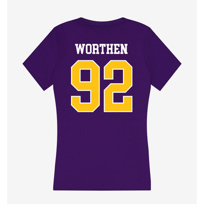 East Carolina - NCAA Football : Dylon Worthen - Women's V-Neck T-Shirt-1