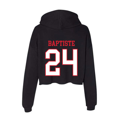 Northeastern - NCAA Men's Basketball : Sage Baptiste - Women's Crop Fleece Hooded Sweatshirt-1