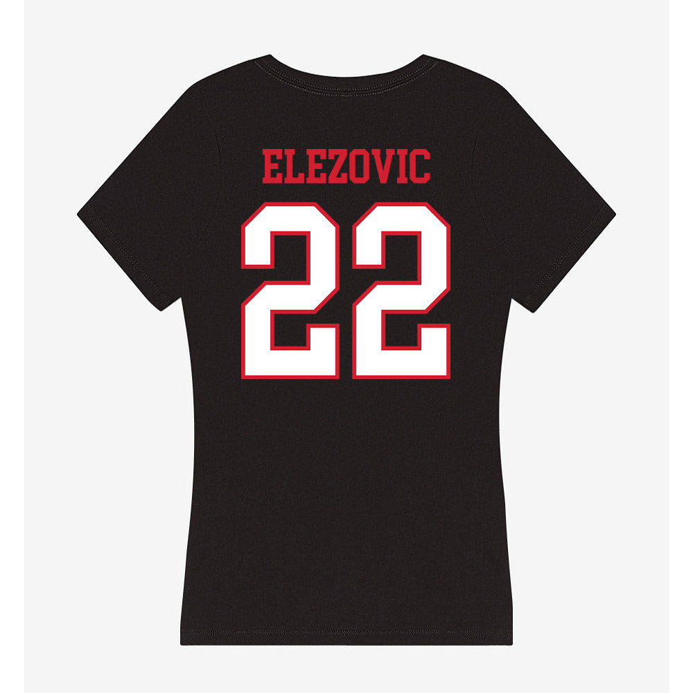 Northeastern - NCAA Men's Basketball : Haris Elezovic - Women's V-Neck T-Shirt-1