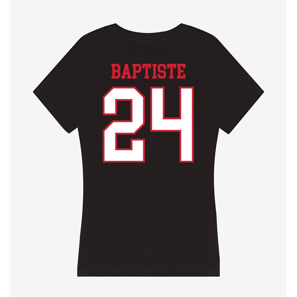 Northeastern - NCAA Men's Basketball : Sage Baptiste - Women's V-Neck T-Shirt-1